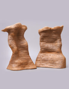 Palkó Ernő • DIALOGUE OF WAVES • chamotte clay, reduction 1320 °C • 60×25×49 cm
