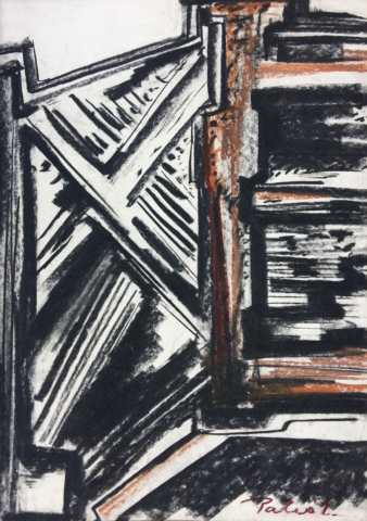Palkó Ernő • Gate of life • charcoal • 50×70 cm