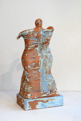 Palkó Ernő: WAVE FIGURINE 2, chamotte clay, reduction, 1320 °C, 23×15×48 cm